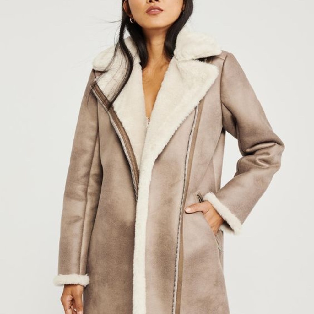 Abercrombie & Fitch Faux Shearling Coat